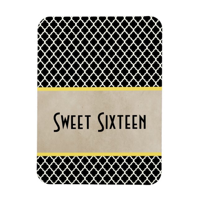 Ímã Quatrefoil Chic Sweet 16 Magnet, Amarelo (Vertical)