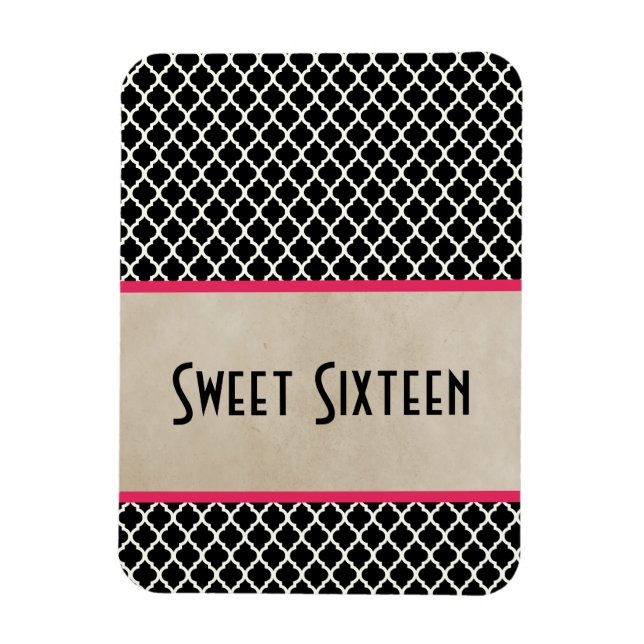 Ímã Quatrefoil Chic Sweet 16 Magnet, Rosa (Vertical)