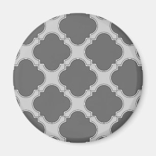 Imã Quatrefoil em tons de cinza