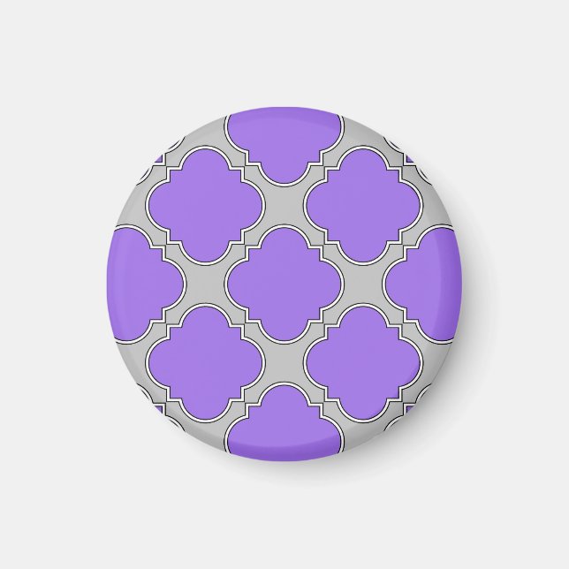 Imã Quatrefoil, púrpura e cinza (Frente)