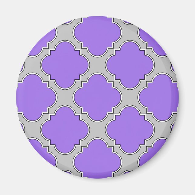Imã Quatrefoil, púrpura e cinza (Frente)