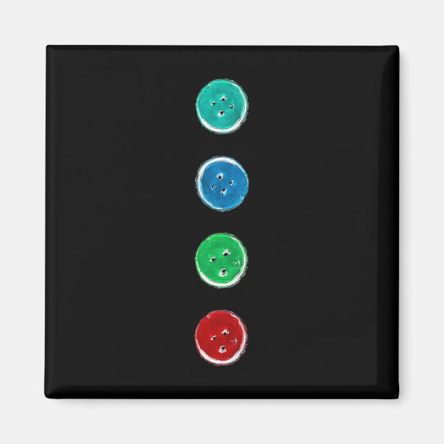 Imã Quatro Botões De Groovê Azul Diversão De Gato Hall (Frente)