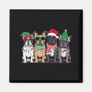 Imã Quatro Cães Bulldog Francês Natal Engraçado Papai