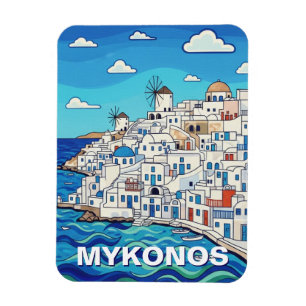 Ímã Quatro Moinhos de Vento em Mykonos Grécia Cíclades