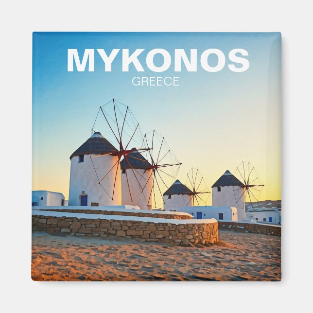 Imã Quatro moinhos de vento na Grécia de Mykonos Cycla (Frente)
