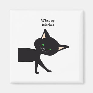 Imã Que Bruxas! Gato Negro Engraçado com Olhos Verdes