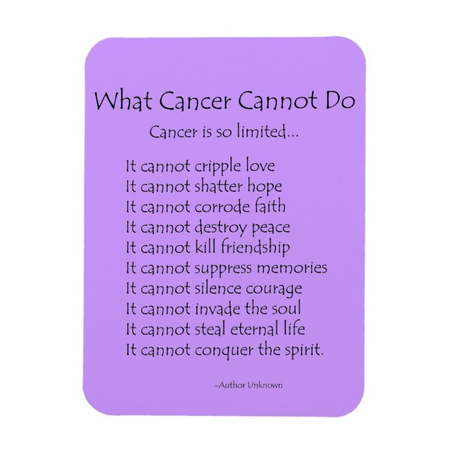 Ímã Que Cancer Não Consegue Fazer O Poem Magnet (Texto (Vertical)