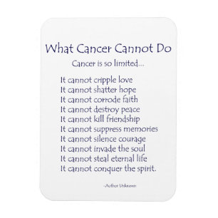 Ímã Que Cancer Não Pode Fazer O Poem Magnet (Texto Do
