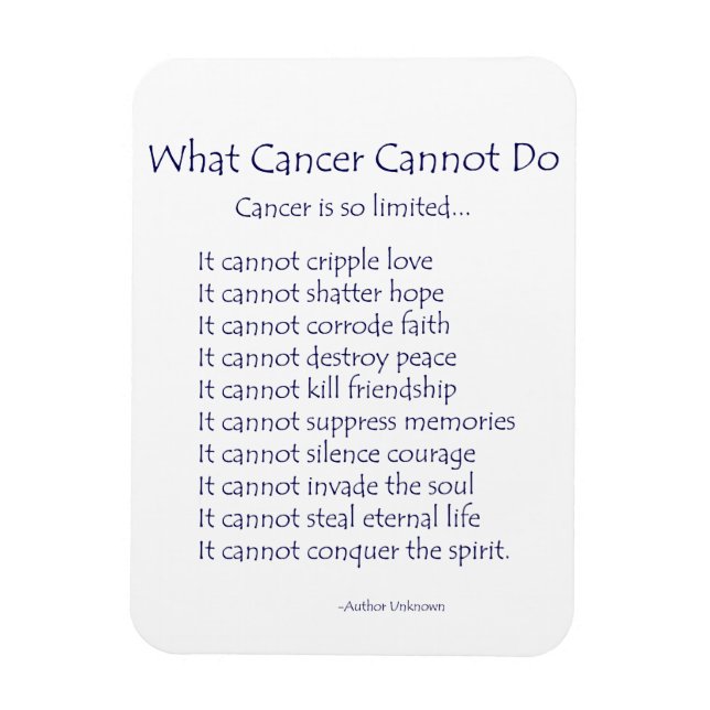 Ímã Que Cancer Não Pode Fazer O Poem Magnet (Texto Do  (Vertical)