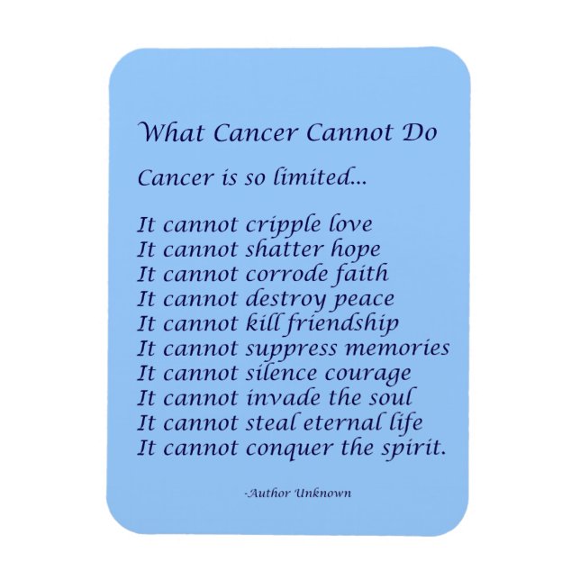 Ímã Que Cancer Não Pode Fazer O Poem Magnet (Texto Do  (Vertical)