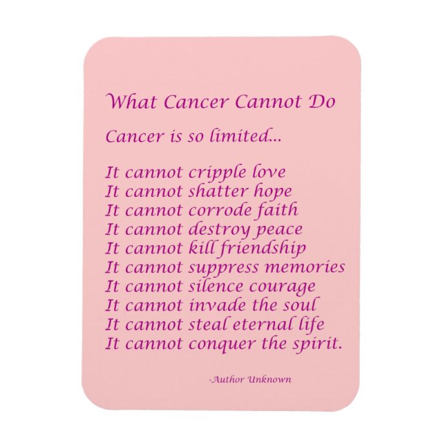 Ímã Que Cancer Não Pode Fazer O Poem Magnet (Texto Ros (Vertical)