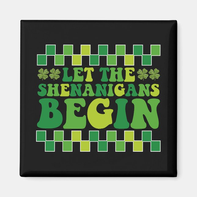 Imã Que Comece as Travessuras Irlandês Groovy Retro (Frente)