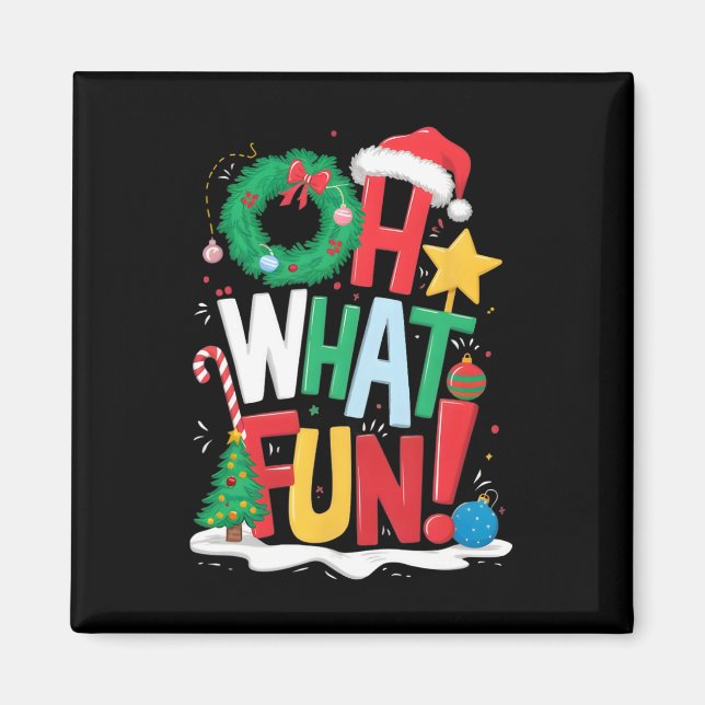 Imã Que Natal Divertido Com Wreath E Tree (Frente)