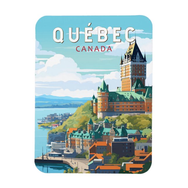 Ímã Quebec Canada Viagem Art Vintage (Vertical)