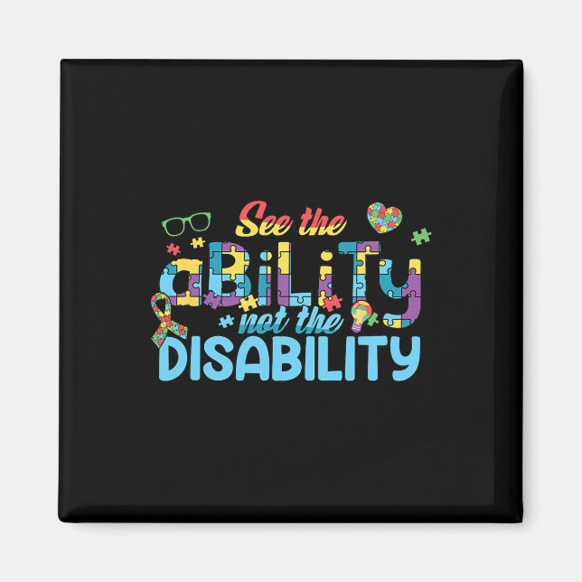 Imã Quebra-cabeça de Conscientização do Autismo Veja a (Frente)
