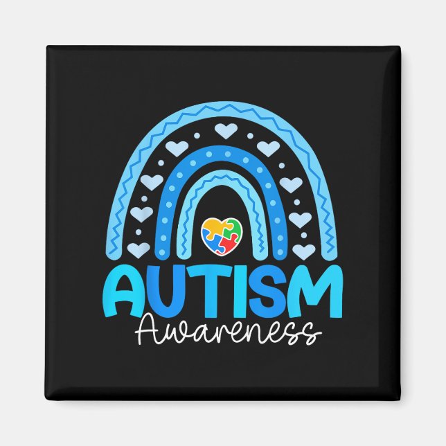 Imã Quebra-cabeça Rainbow Em Abril Vestimos Autismo Az (Frente)