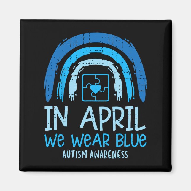 Imã Quebra-cabeça Rainbow Em Abril Vestimos Autismo Az (Frente)