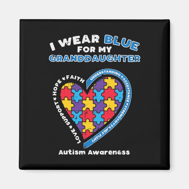 Imã Quebra-cabeça Veste Azul Para A Avó Awarenes Autis (Frente)