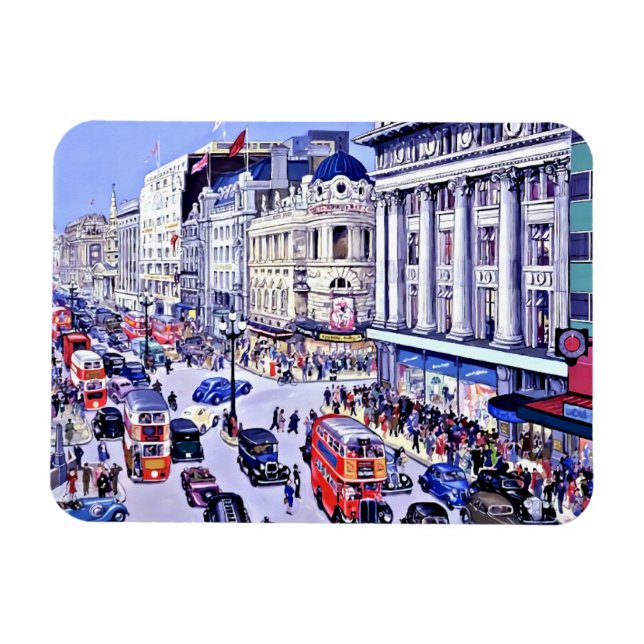Ímã Quebra-cabeça Vintage Oxford Street Londres (Horizontal)