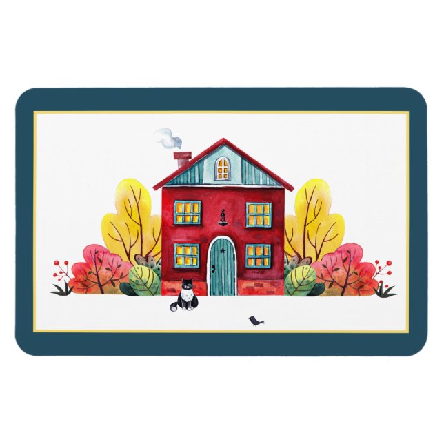 Ímã Queda de casa e gato (Horizontal)
