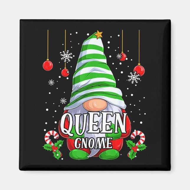 Imã Queen Gnome Christmas Pajamas Matching Family Grou (Frente)