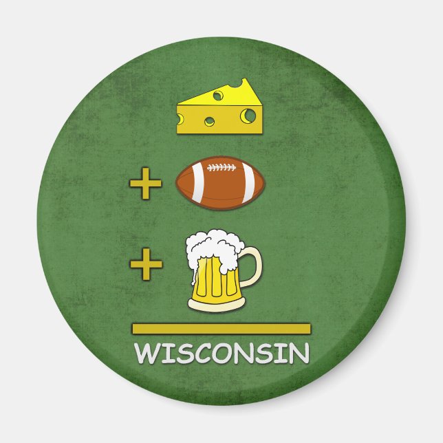 Imã Queijo Futebol Beer Equal Wisconsin Engraçado (Frente)