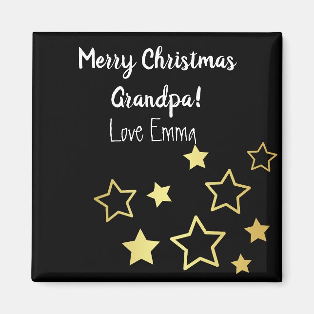 Imã Querido Natal Para Avô Com Douradas Estrelas (Frente)