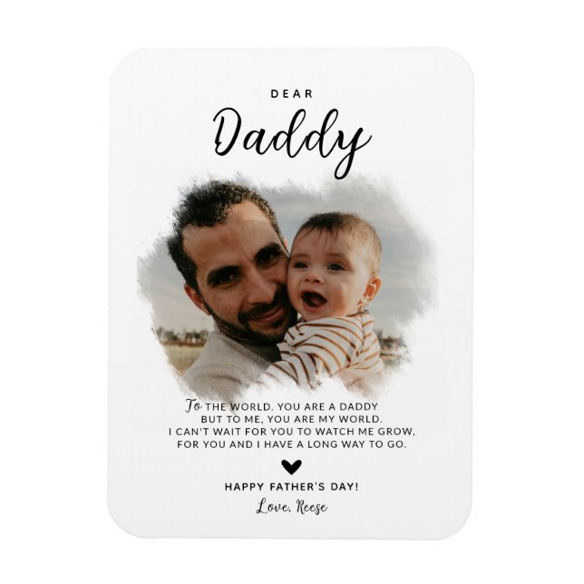 Ímã Querido Papai | Foto Moderna Dia dos Pais Coração (Vertical)