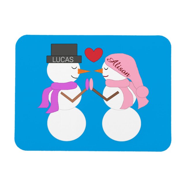 Ímã Querido Snowpeople in Love: Blue-green (Horizontal)