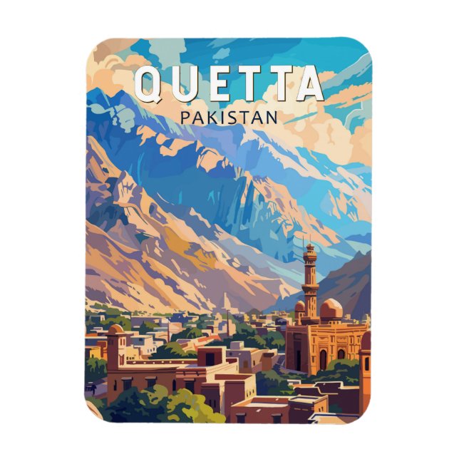 Ímã Quetta Pakistan Viagem Art Vintage (Vertical)