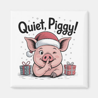Imã Quiet Piggy Christmas Santa hat Democratic