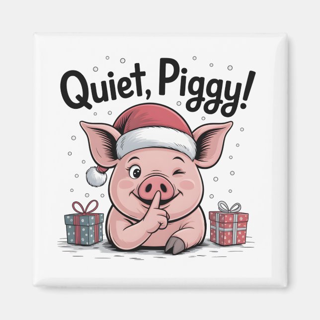 Imã Quiet Piggy Christmas Santa hat Democratic  (Frente)