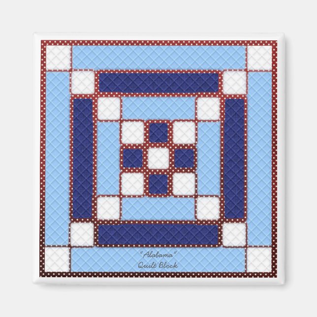 Imã Quilt Block Pattern "Alabama" Magnet (Frente)
