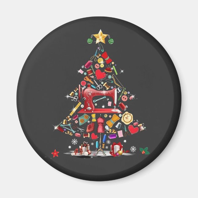 Imã Quilter Merry Christmas Tree Quilt Block Quilting  (Frente)