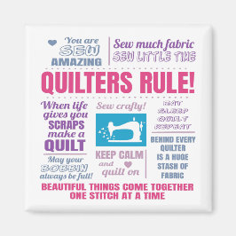 Imã Quilters Rule Engraçado Quilting Sayings