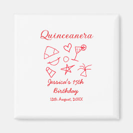 Imã Quinceanera 15th birthday red beach party tree sun