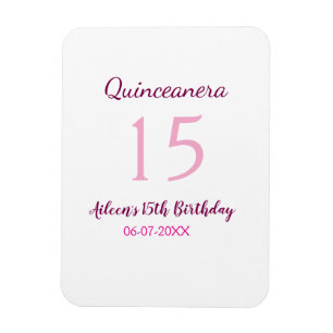 Ímã Quinceanera simples 15 de aniversário de fada rosa