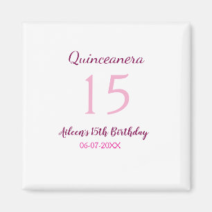 Imã Quinceanera simples 15 de aniversário de fada rosa