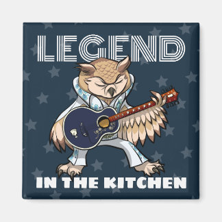 Imã Quirky Owl Legend In The Kitchen Rock Star Artwork