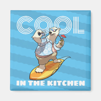 Imã Quirky Polar Bear Cool In The Kitchen Surf Cartoon