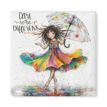 Quirky Umbrella Girl Atreve-Se A Ser Magneta