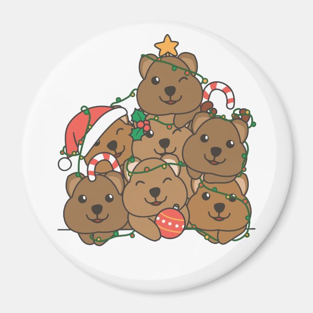 Imã Quokka Árvore de Natal Feliz Natal (Frente)