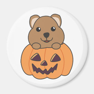 Imã Quokka em Pumpkin Cute Quokkas Happy Halloween Mag