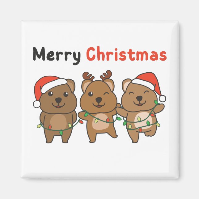 Imã Quokka Grátis Quokka Feliz Magne de Natal (Frente)