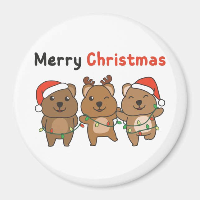 Imã Quokka Grátis Quokka Feliz Magne de Natal (Frente)