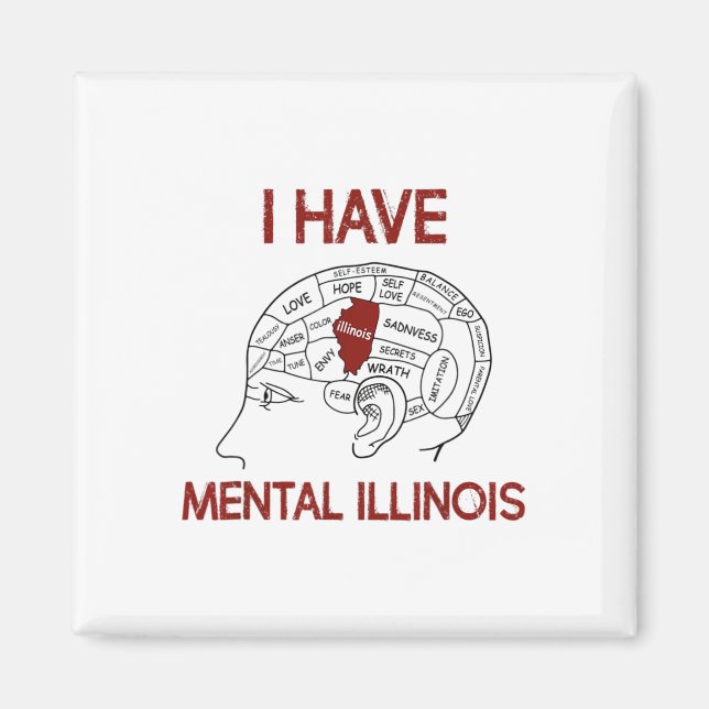 Imã Quote Amantes Eu Tenho Mental Illinois (Frente)