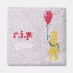 Imã r.i.p. estêncil: menina com o balão vermelho