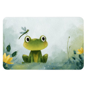 Ímã Rã Fofa & Libélula – Ilustração de Natureza Suave