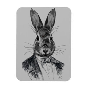 Ímã Rabbit em Traje Retrato