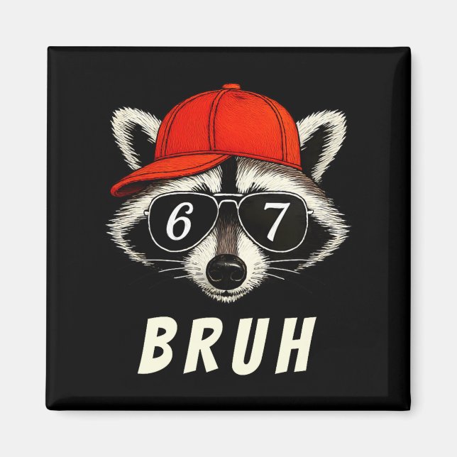Imã Raccoon 67 Bruh Six Seven Meme Racoon Orange Hat R (Frente)